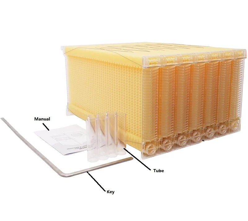 Auto Seep Beehive 7X  Frames Super BOX Honey Yellow Comb Frame  BeeKeeping Tool