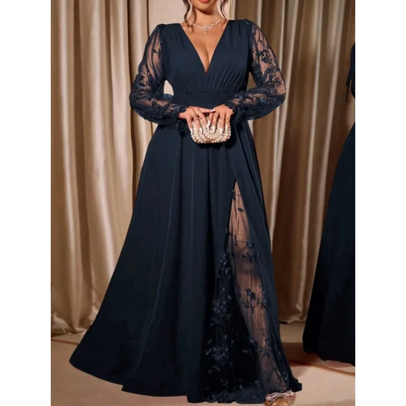 Plus Size Clothes Dresses Women Robes Lace Long Sleeve Street Style Casual 3XL 4XL Big Size Long Maxi Dress Oversized