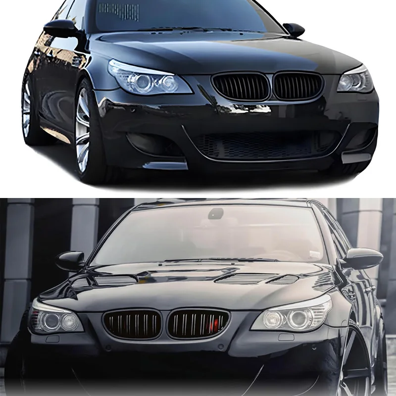 

For BMW E60 M5 E61 520i 545i 550i 535i 2003-2010 Double Slat Auto Styling Gloss Black Car Front Bumper Kidney Grille