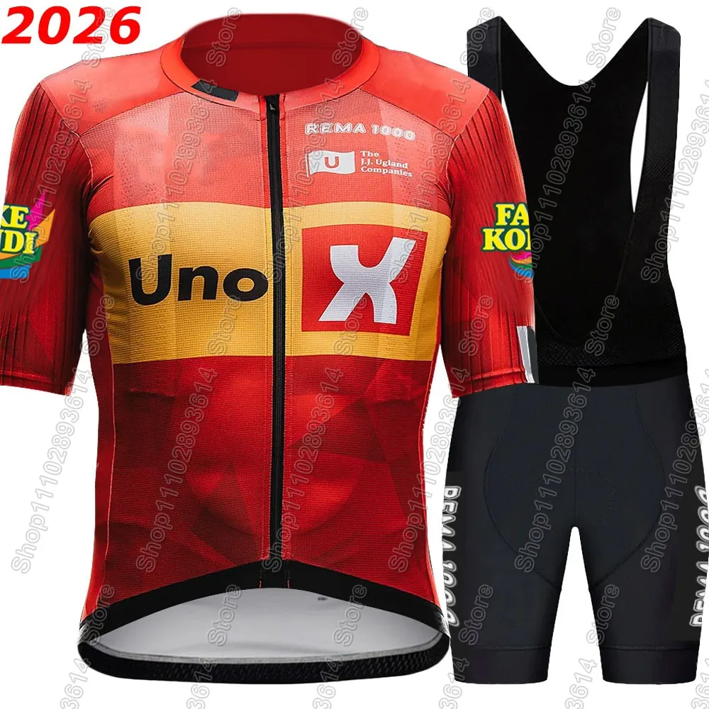 Ensemble de maillots de cyclisme UNO X 2026 pour homme, tenue d'été Norvège, maillot à manches courtes VTT, short de vélo de route, bretelles, Ropa Ciclismo