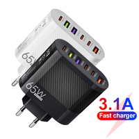 3.1A 6 in 1 3USB 3PD Charger QC3.0 Fast Charging Quick Charger For Samsung S23 Xiaomi Mobile Phone Charge Adapter EU//US/UK Plug