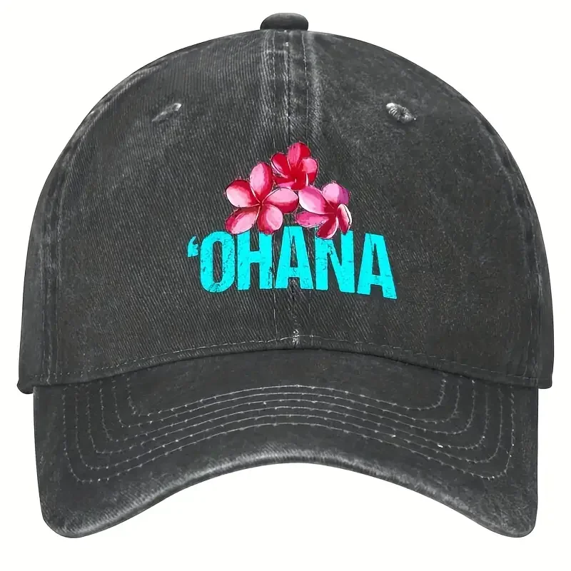 قبعة بيسبول مغسولة عتيقة على شكل زهور بلوميريا من Ohana - قبعة للأب ذات طابع عائلي من هاواي القديم، قبعة شمسية كاجوال استوائية #1