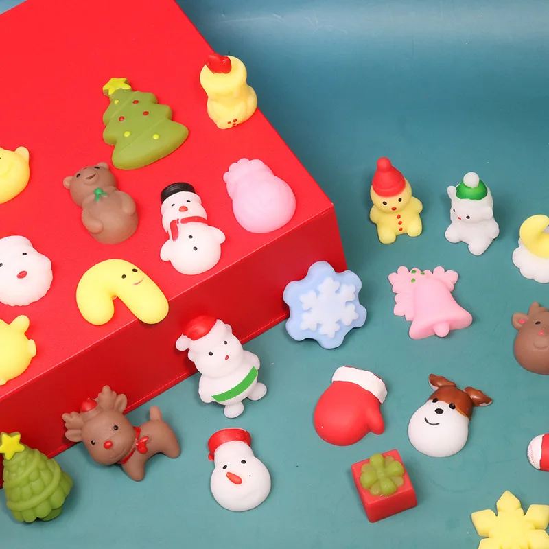 5/10pcs Kids Christmas Gifts Cute Mini Christmas Mochi Squishy Dolls Fun Antistress Squeeze Toys Christmas Party Children Favors