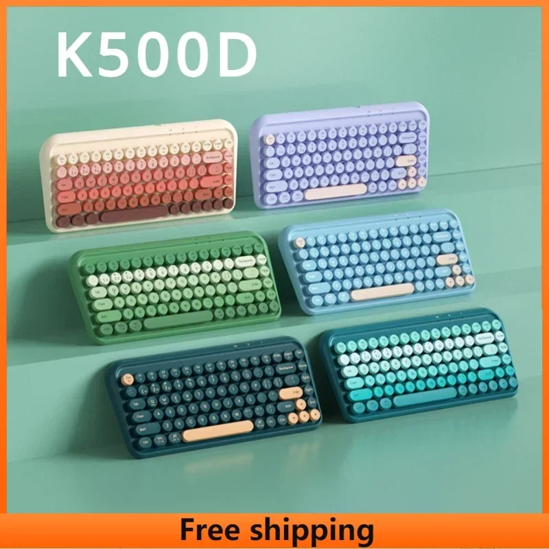 

K500D 2.4G Three-mode Wireless Bluetooth 5.0 Keyboard Long Battery Life Wired Ergonomics Office Girl for PC Computer Ipad Gifts