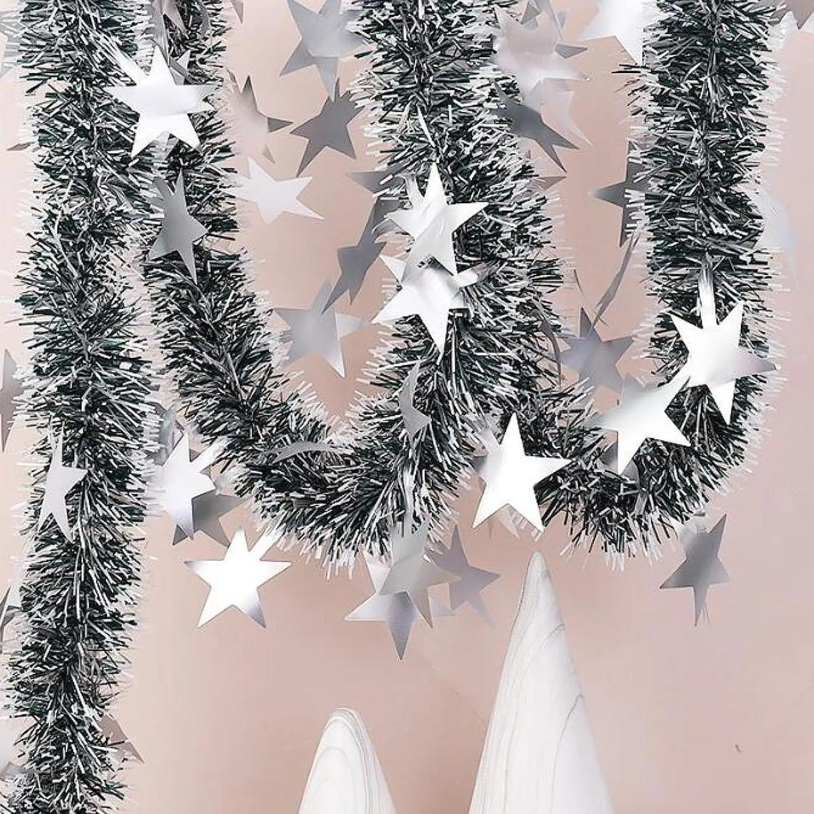 Stars Christmas Tinsel Garland 5.9 ft Xmas Decor for Banister Party New Year