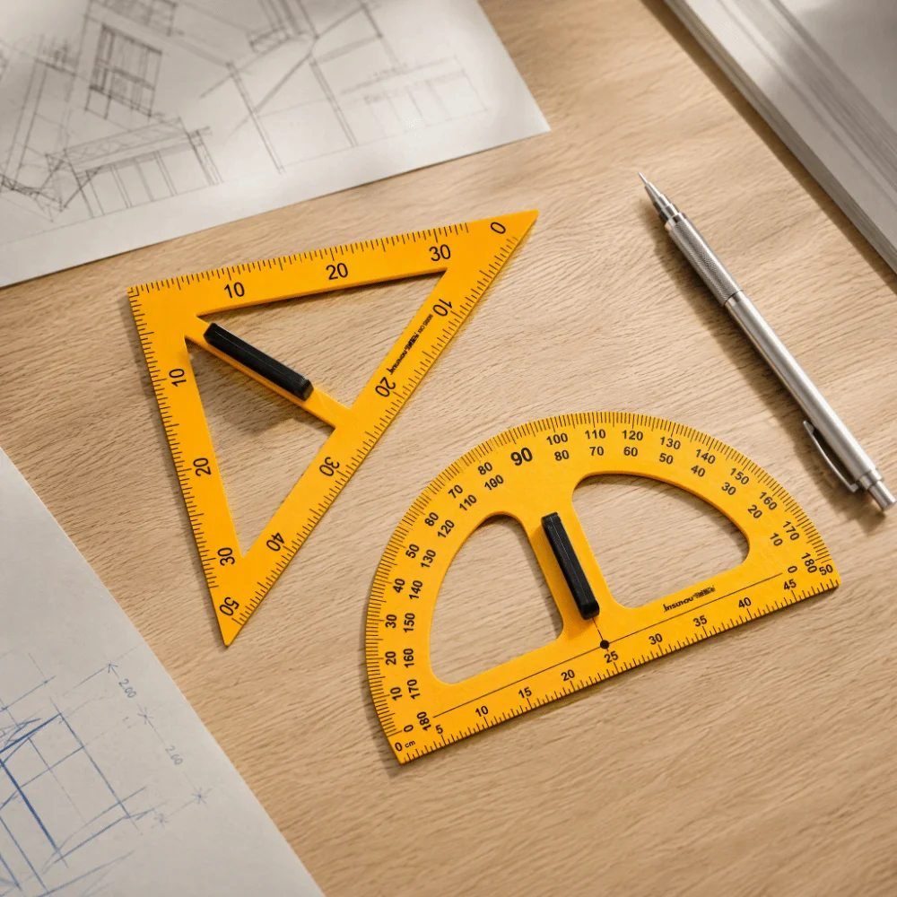 Large Triangular Ruler Teaching Triangle Ruler Practical Durable Math Geometry Angle Protractor Multifunction Multi-Size