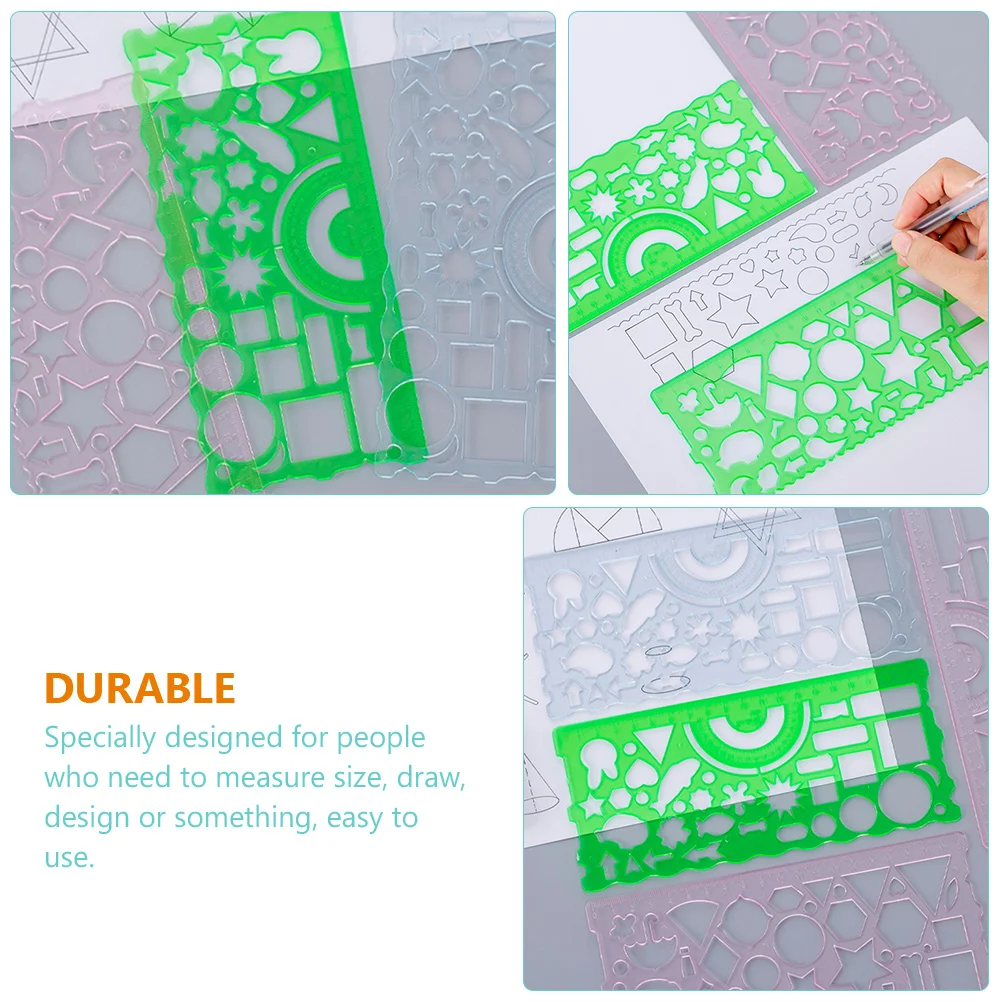 12 قطعة من قوالب الرسم الهندسي مسطرة قياس بلاستيكية لصياغة طلاب الهندسة المعمارية تصميم نمط ذاتي الصنع #5