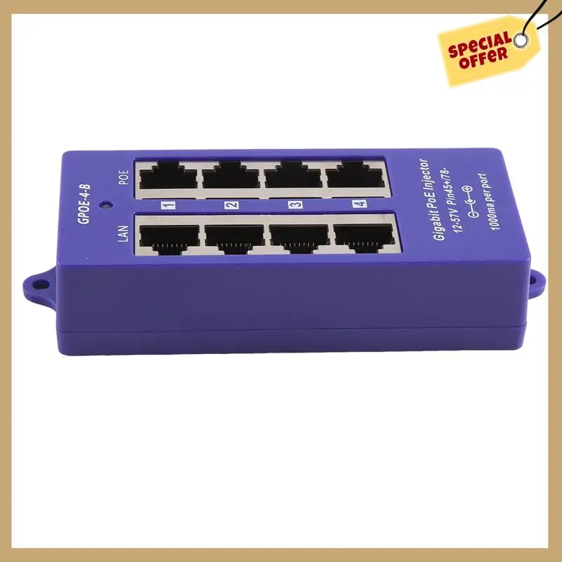 Inyector Poe pasivo Gigabit de 48V o 24V, módulo Poe de 4 puertos 1000Mbps para cámara IP de seguridad, punto de acceso Wifi, UBNT, duradero