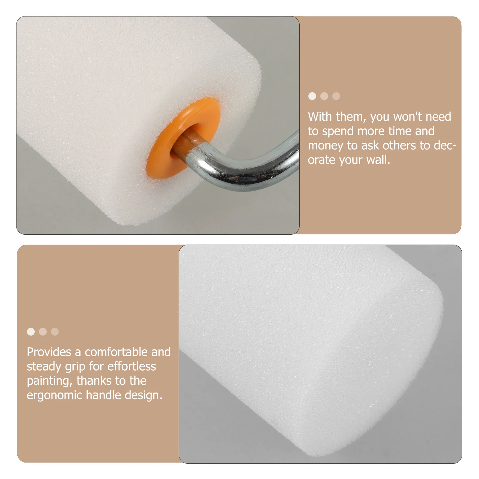 Sponge Paint Roller Small Foam Handle Dense Painting Kit Rollers Seam Vinyl for Brush