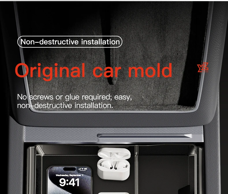 YZ 2 Stück Konsolen-Armlehnen-Aufbewahrungsbox für Tesla Model 3 Highland Y Juniper Wasserdichte Silikonmatten Auto-Organizer Zubehör 2026 – Detail 13