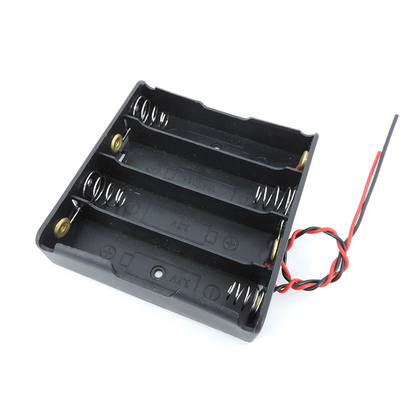 10pcs/lot 4 Slot 2Pin way 18650 Battery Storage Box Case DIY Batteries Clip 3.7v 4 port  Holder Black Plastic Container Lead