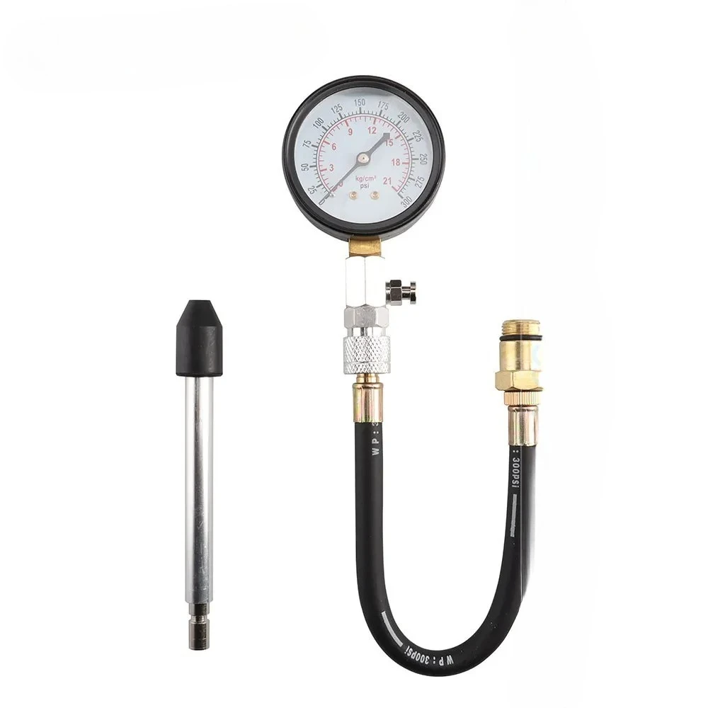 

Набор тестеров сжатия бензинового двигателя 0-300 фунтов на квадратный дюйм, 21 кг/см, 21 бар, 2100 кПа, легко читаемый диаметр 1/2 дюйма с адаптером 14 мм/18 мм и стержнем 6 дюймов
