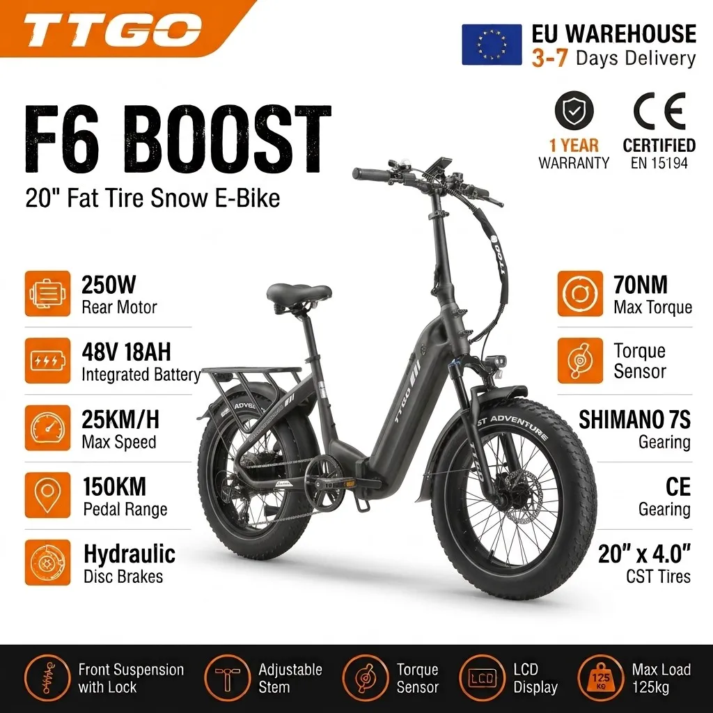 Image of Elektrisches Fahrrad, faltbar, 20" Fat Tire E-Bike, 48V 18Ah herausnehmbarer Akku, 250W Heckmotor, 70Nm Drehmomentsensor, 7-Gang-Schaltung, hydraulische Scheibenbremsen, 150 km Reichweite,