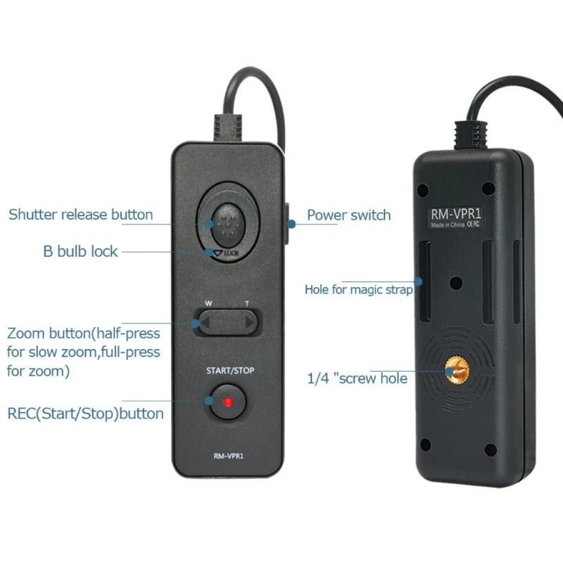 RM-VPR1 Remote Control Shutter Release with 59inch Cable for A7RV A7IV A7SIII A7RIV A7R A7SII A6600 A6400 A6100 A6000