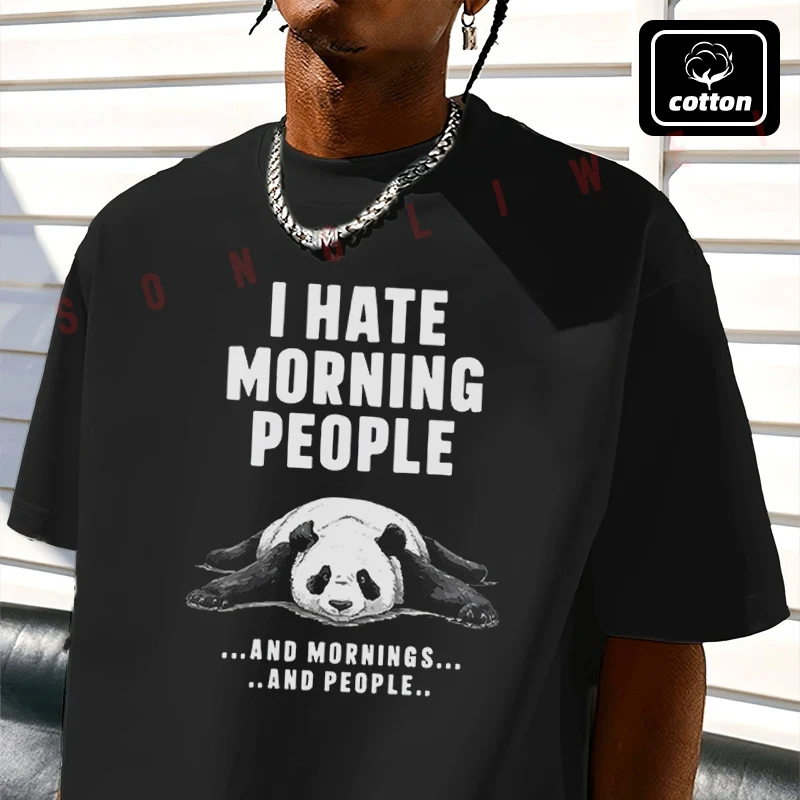 

Men's Cotton T-Shirt I Hate Morning People Design Motorcycle Tshirt Men's Casual Short Sleeve Tee