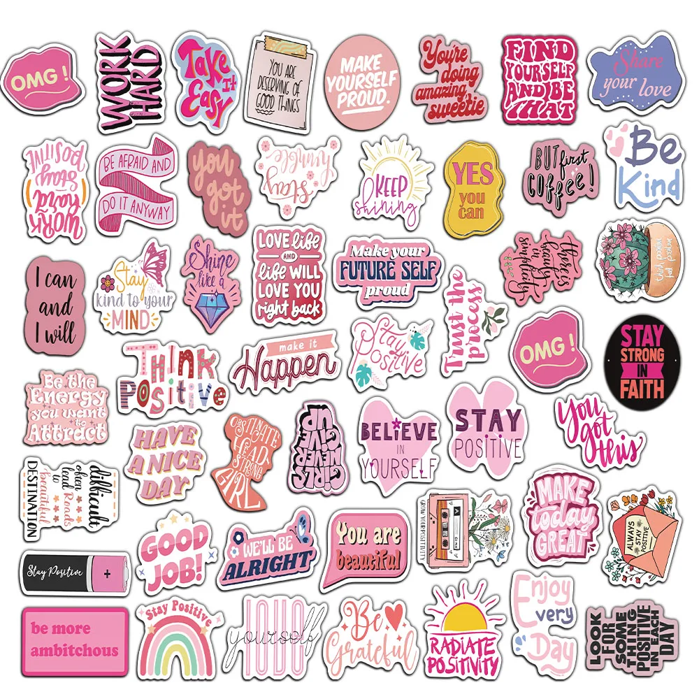 50PCS Creative Memo Text English Love and Other Hand Account Stickers DIY Notebook Hand Account Adhesive Material