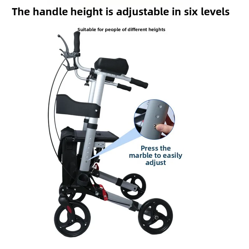 Foldable Rollator Walkers with Seat for Seniors Mobility Aid Push Cart for Elderly, Rehabilitation Walker with Armrest Support