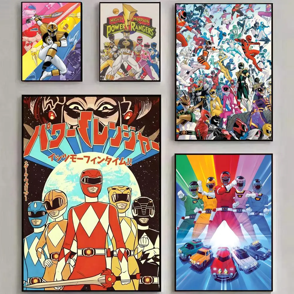 Affiche Mighty Morphin Power Rangers, art HD, autocollant mural imperméable, décoration esthétique pour la maison, le salon, la chambre à coucher, le bar
