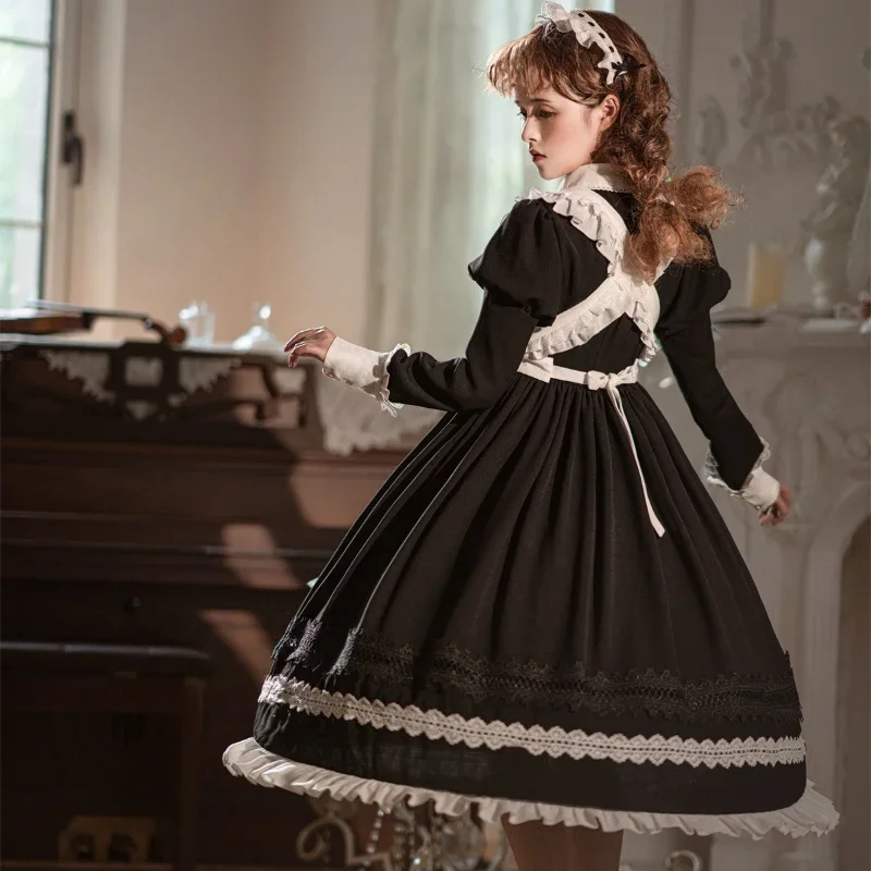 Women Gothic Lolita Dress Party Stage Princess Dress Anime Cosplay Costumes Apron Maid Outfit Lolita Big Bow Kawaii Dresses 2024