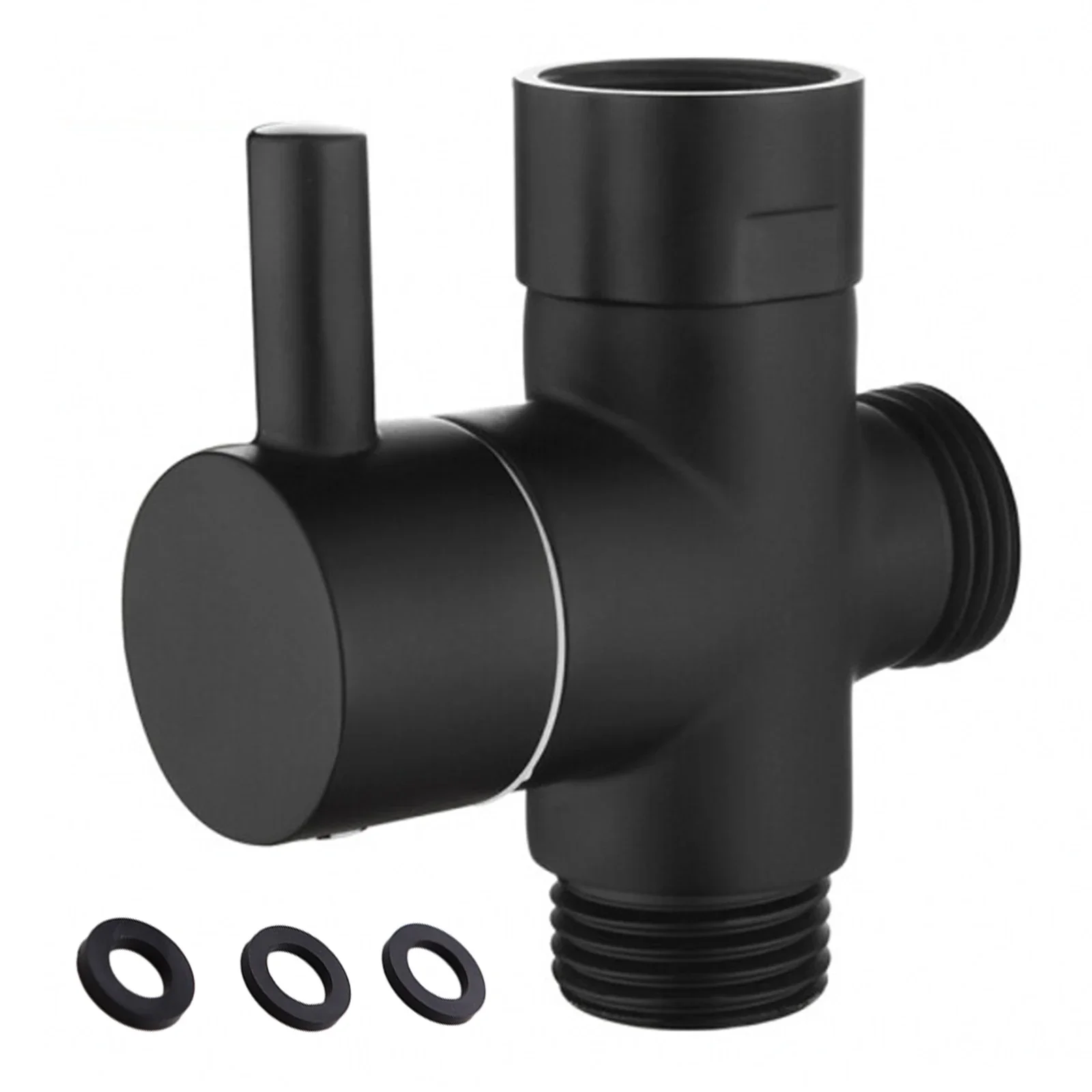 Shower Valve Diverter Valve 64*65mm Black Brass Easy To Install G1/2