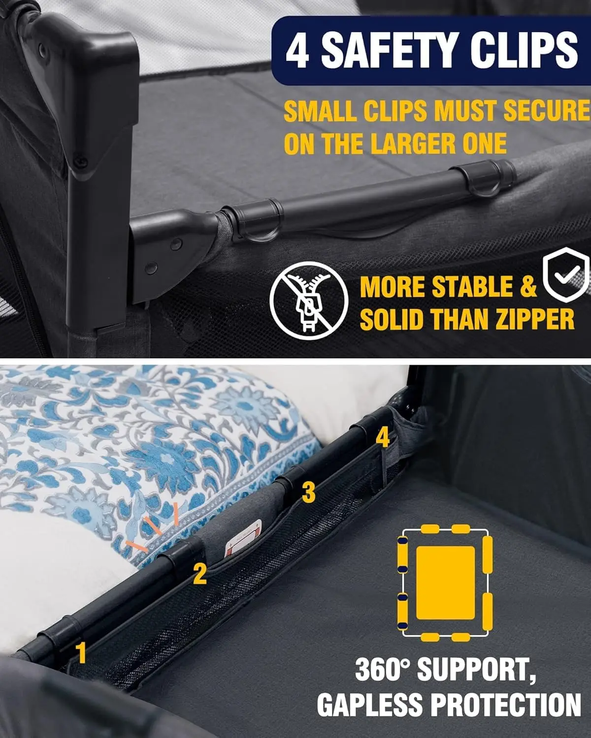 4-in-1 Baby Bassinet Bedside Sleeper with Playard and Changing Table for Newborns, Multi-Functional Crib