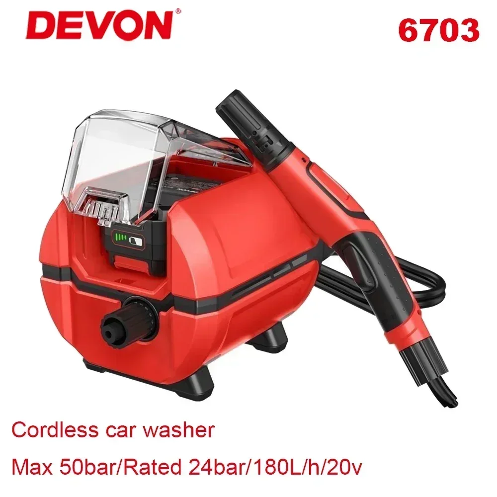 Devon 6703 Cordless Car Washer Brushless Rated 24bar 180L/h IPX5 for Home and Garden Cleaning Universal Flex Battery Platform