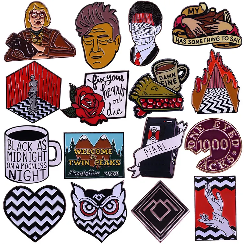 TV Welcome To Twin Peaks Brooch Creativity Metal Badge Jewellery Give Fans Clothes Hat Backpack Accessory Gifts