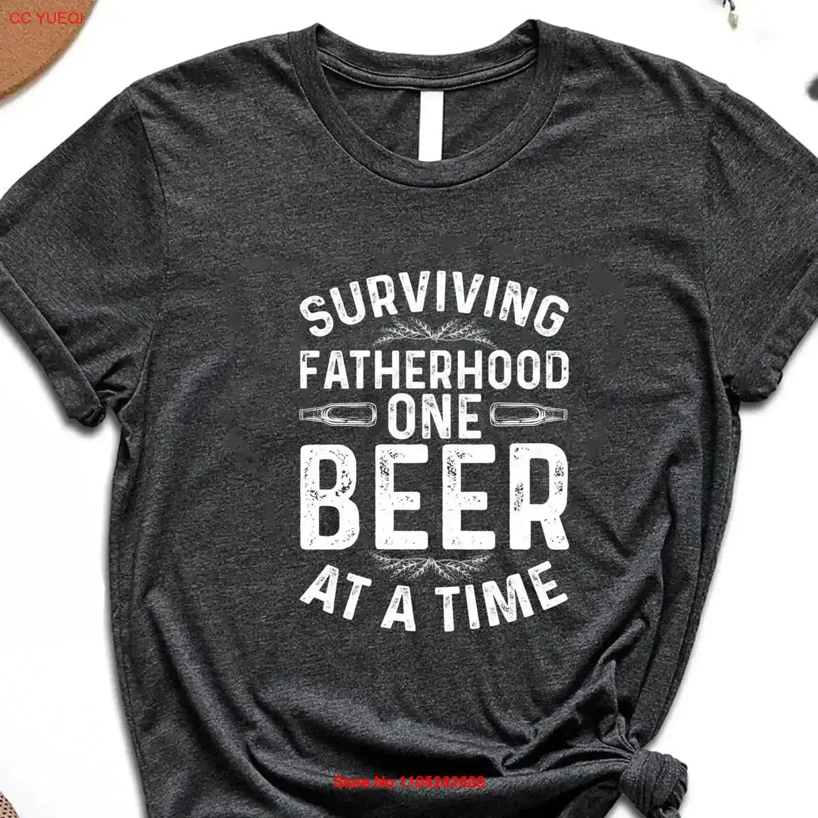 Surviving Fatherhood One Beer at a Time T Shirt Funny Dad Lover New Father Daddy Life vintage Washed designer clothes Casual