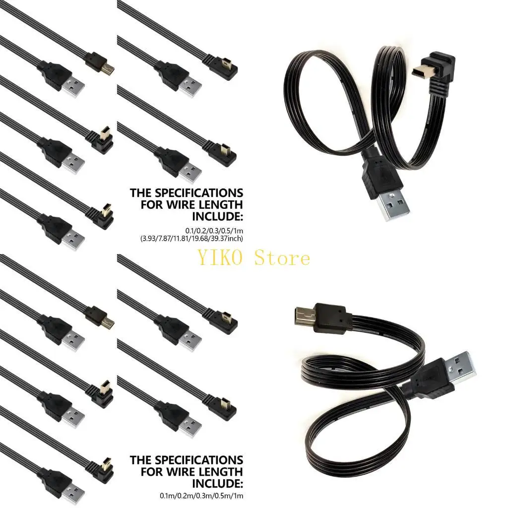 

K32C Прямой угол USB 2.0 к мини -USB -кабелю кабель быстрого зарядки 480 Мбит / с.