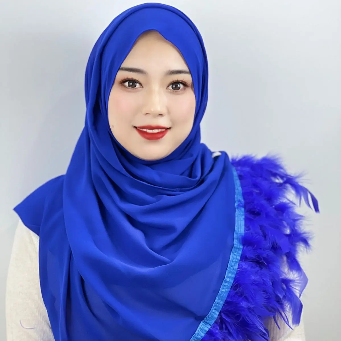 Women Muslim Hijab Chiffon Feather Scarf Turban Islam Stoles Shawl Wrap Scarves Pashmina Bufanda Foulard Headband Turbante Mujer