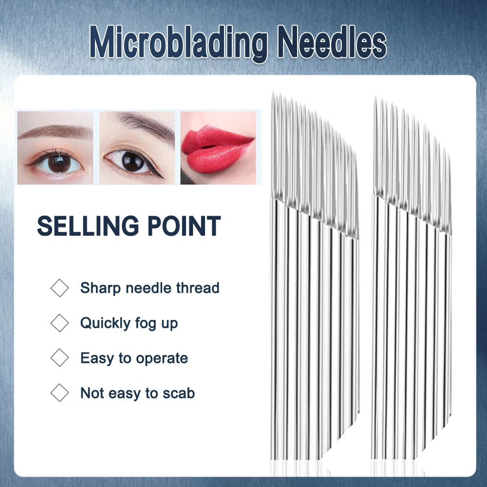 

50pcs Tattoo Needles - Permanent Makeup Microblading Needles 1/2/3 Rows Disposable Eyebrow Blade Embroidery Tattoo Supplies