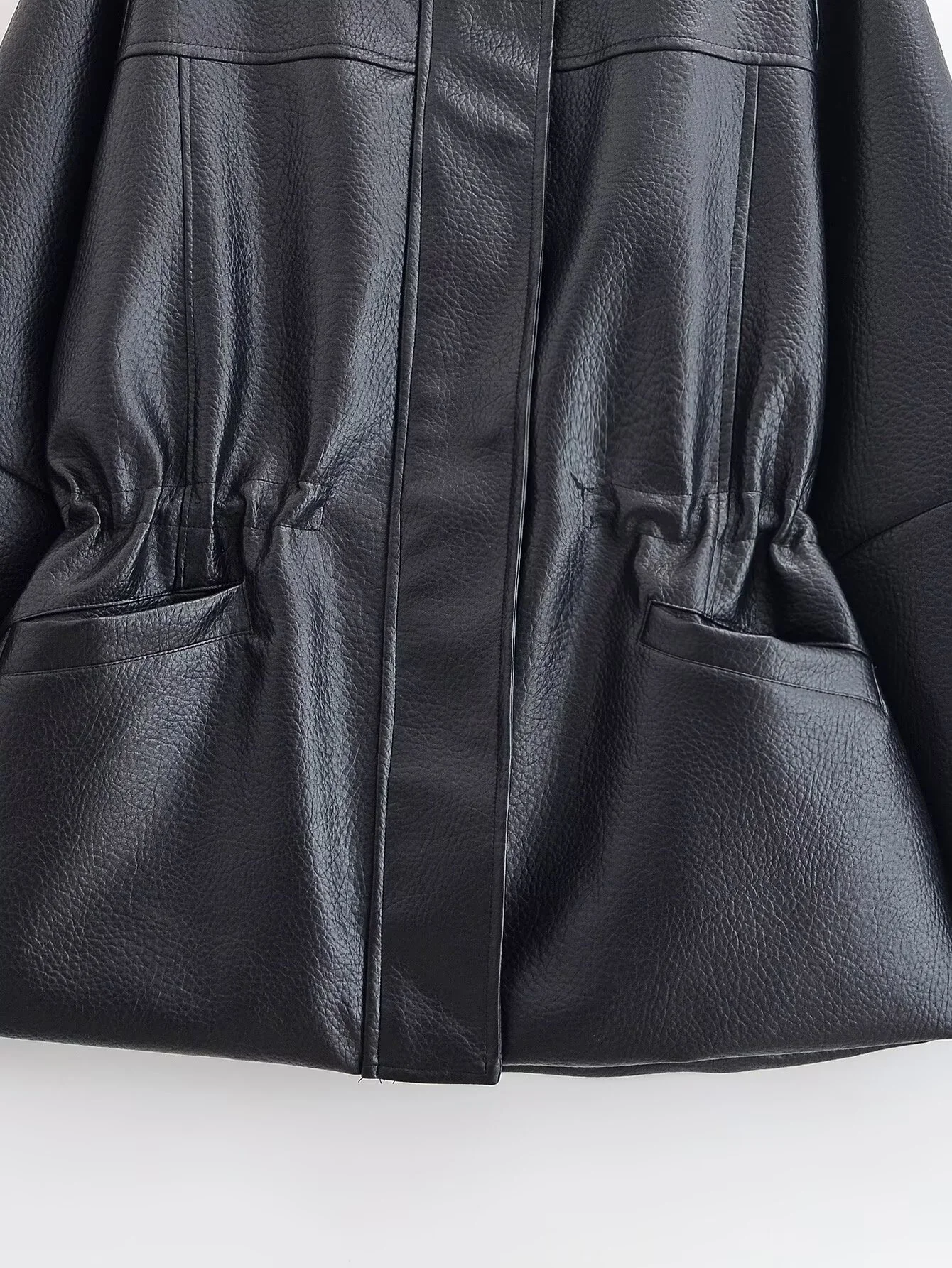 2025 invierno nueva mujer Retro Casual moda Simple versátil suelta cintura ajustable cuello alto CX chaqueta de cuero