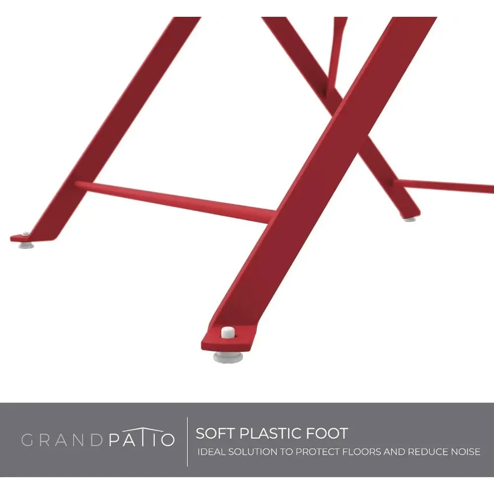 Kwaliteit Frame Bistro Set, Opvouwbare Urniture Set, 3 Patio Set Klaptafel En Stoel, Rood