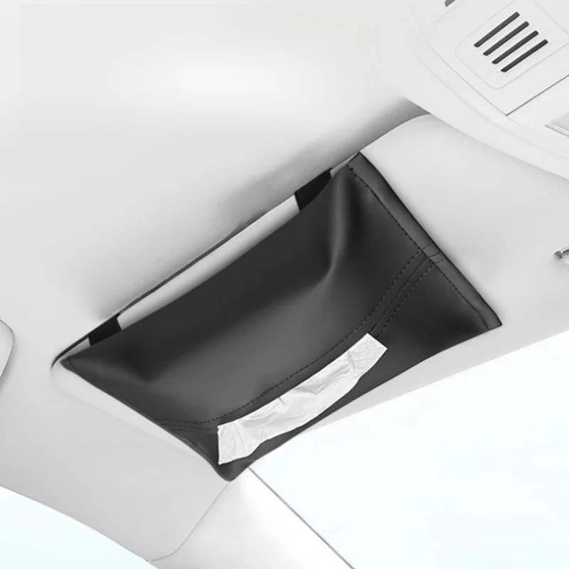 

Soft PU leather car seat tissue box tissue bag can be used in multiple scenarios, lightweight, foldable, portable matte car inte