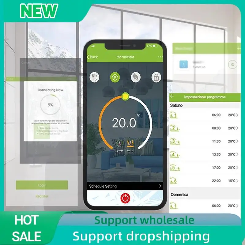 

Smart Tuya Alexa Voice Control Smart Programmable Thermostat APP Control LCD Water/Gas Boiler Heating Black Wifi Easy Install