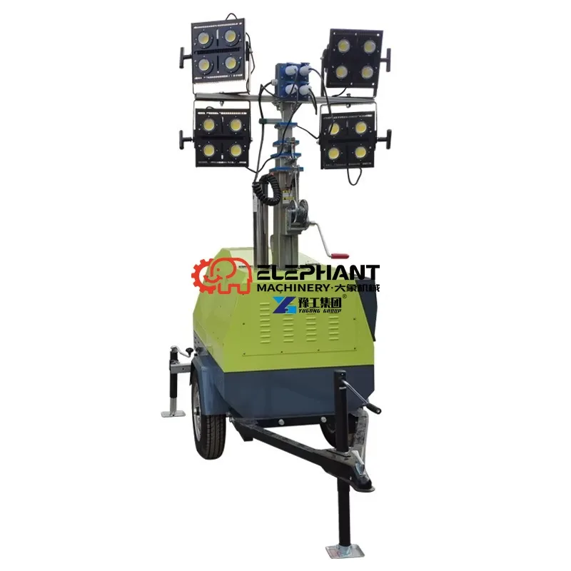 9m High Mast Portable LED Mobile Light Tower Super Power 12.6kw Diesel Generator for Industrial Temporary Lighting