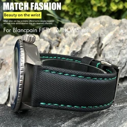 22mm 23mm Nylon Cowhide Watch Strap Folding Buckle Watchband for Blancpain Fifty Fathoms 5000 5015 Colorful Wristband