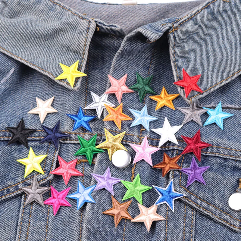 33PCS Pentagram Star Patch Cartoon Iron on Patches Embroidered Patches For Clothing Sew/Ironing Decorate Stickers DIY Accessory