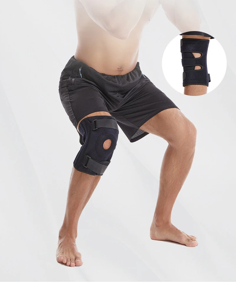 XL-8XL Große Sport-Kniebandage mit verstellbarem Riemen, Silikon-Feder-Kniestütze, Patella-Schutz, Knieschoner zum Laufen, Wandern – Detail 7