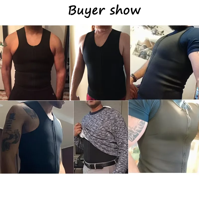 Men's Compression Sweat Sauna Waist Trainer Athletic Stretch Zip Up Vest Body Shaper for Workout Fitness Gym Slimming Sportswear image 5