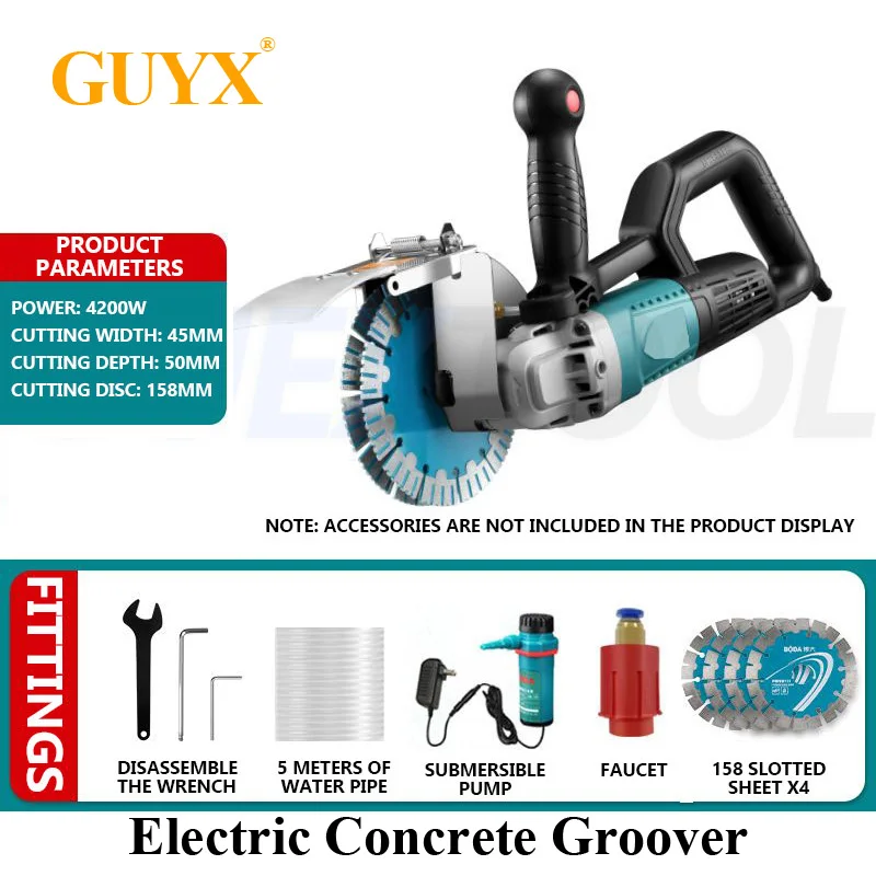 

High Power Brushless Dual Blade Slotting Machine, Dust-free Concrete Cutting Machine, Adjustable Depth And Width