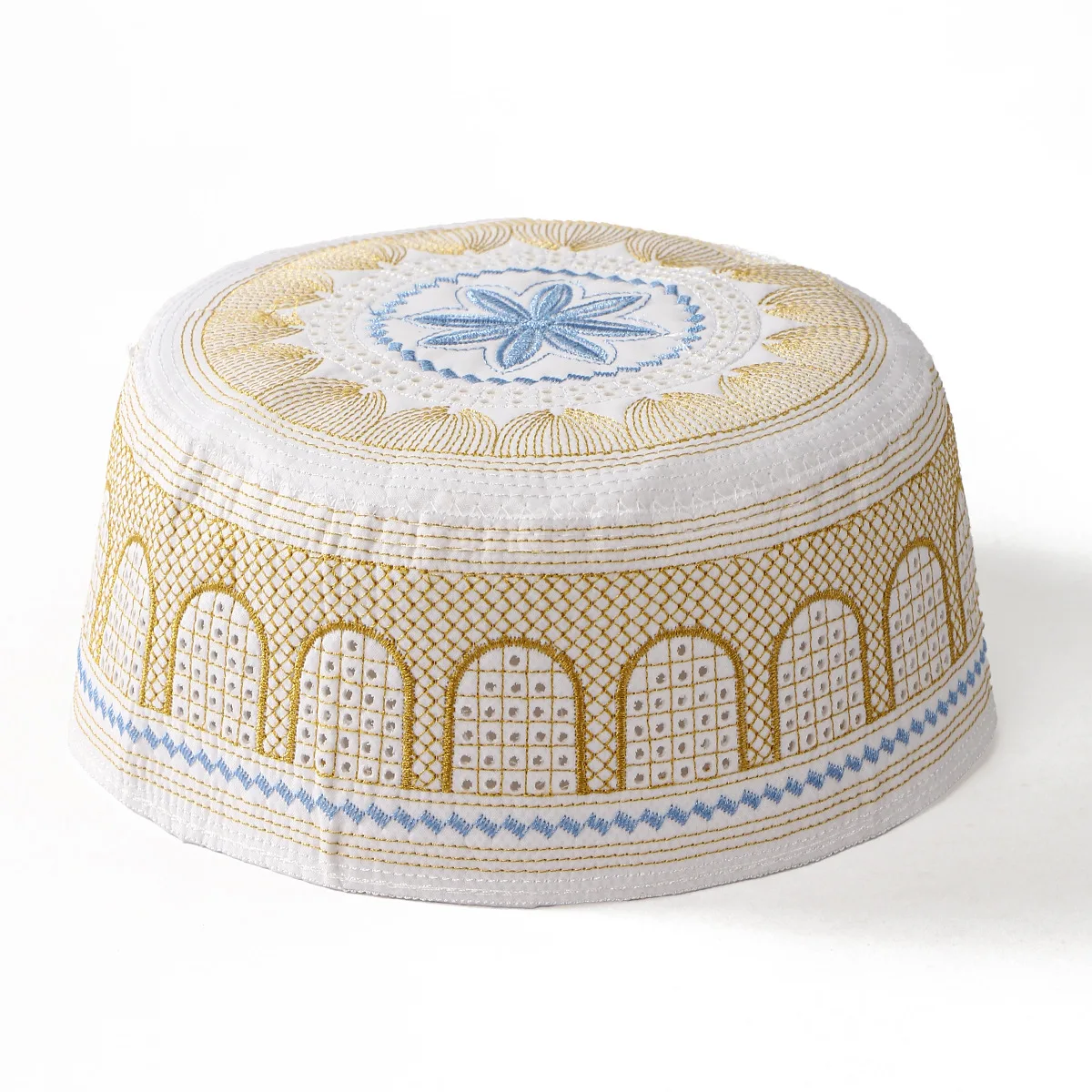 Hot Sale New Arab Men's Flat Top Cap, Embroidered Ethnic Muslim Hat, Hui Nationality Cap Cross Border