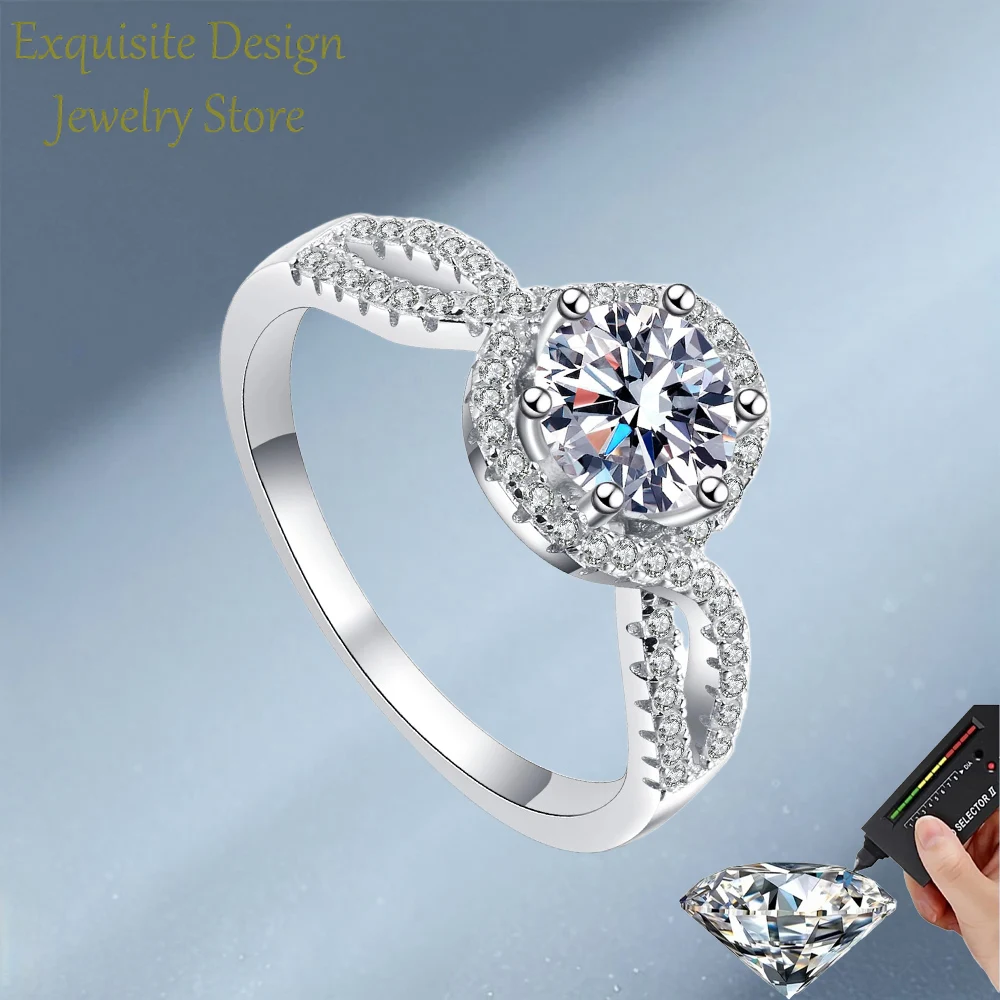 

Изысканный дизайн Platinum PT950 0,5/1 карат Кольцо с бриллиантом из муассанита, Ins Lady Style Лучшие юбилейные дизайнерские украшения для женщин