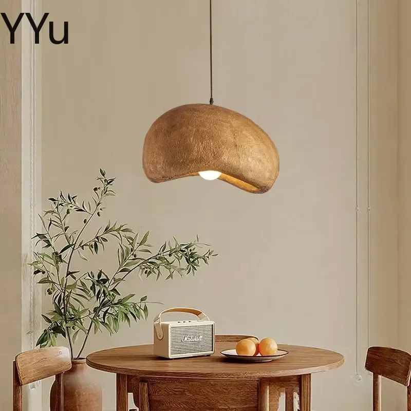 for Wabi Sabi LED Pendant Light Brown Bread Resin Hanging Lamp for Dining Room Coffee Loft Home Decor Creative Suspension