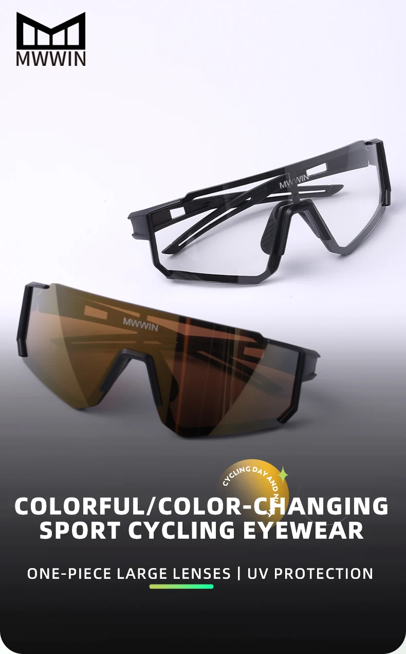 MWWIN Mode Radfahren Brille Sonnenbrille für Männer UV400 Frauen Fahrrad Brillen Straße Fahrrad Fahren Outdoor Sport Marathon Triathlon – Detail 1