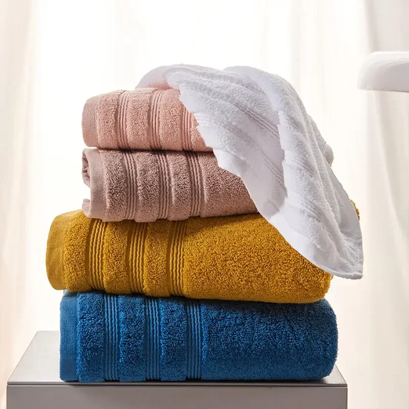 100%Pure Cotton Towel Set High Quality Absorbent Adult Bath Towel Solid Color Soft Bathroom Washcloth