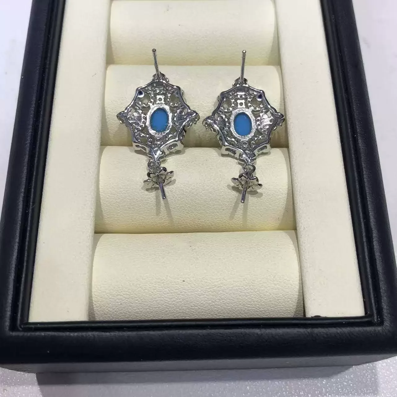 New DIY Pearl Jewelry Ocean Imitation Blue Pine Through S925 Pure Silver Delicate Earrings and Half-Finished Earring Bases