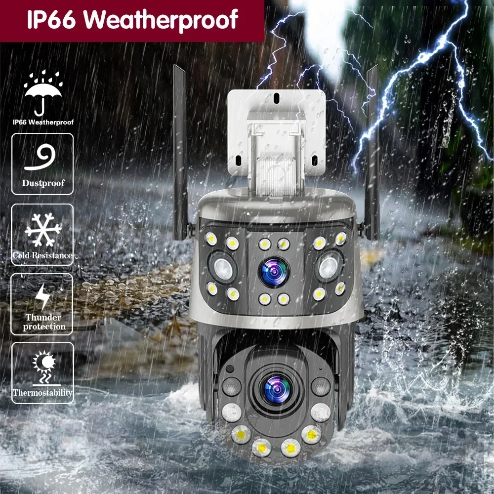 ICSEE 50X Zoom 6MP WiFi PTZ IP Camera Outdoor Dual Lens Dual Screen Human Detection Wireless CCTV Security Monitoring Camera