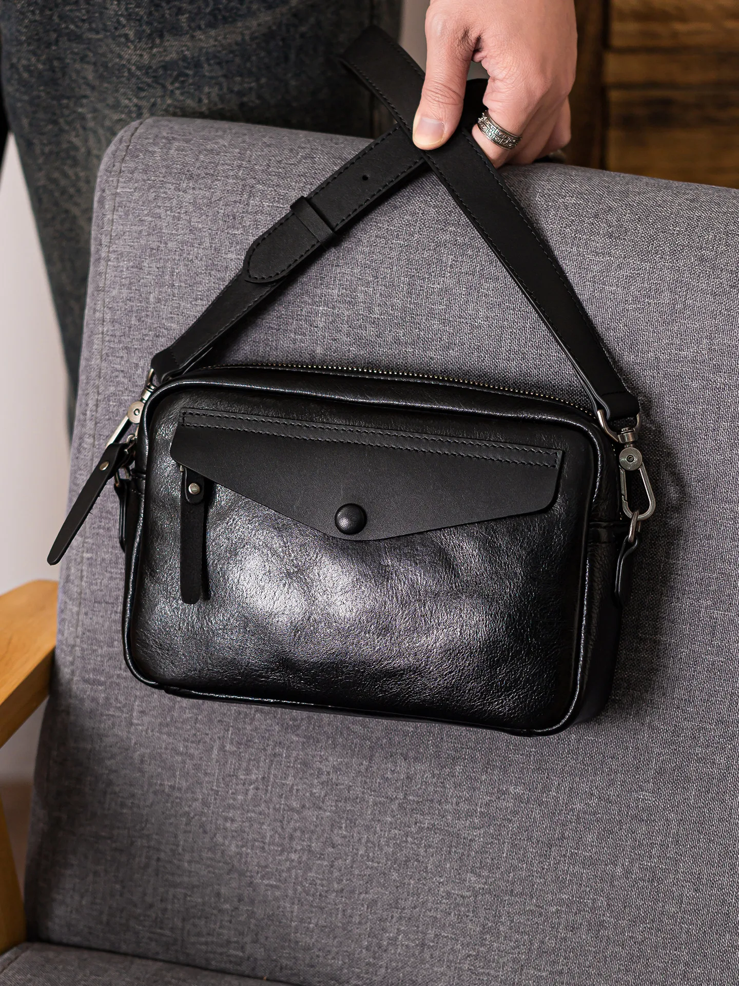 fashion casual luxury high-quality genuine leather men's shoulder bag outdoor daily party luxury real cow leather crossbody bag