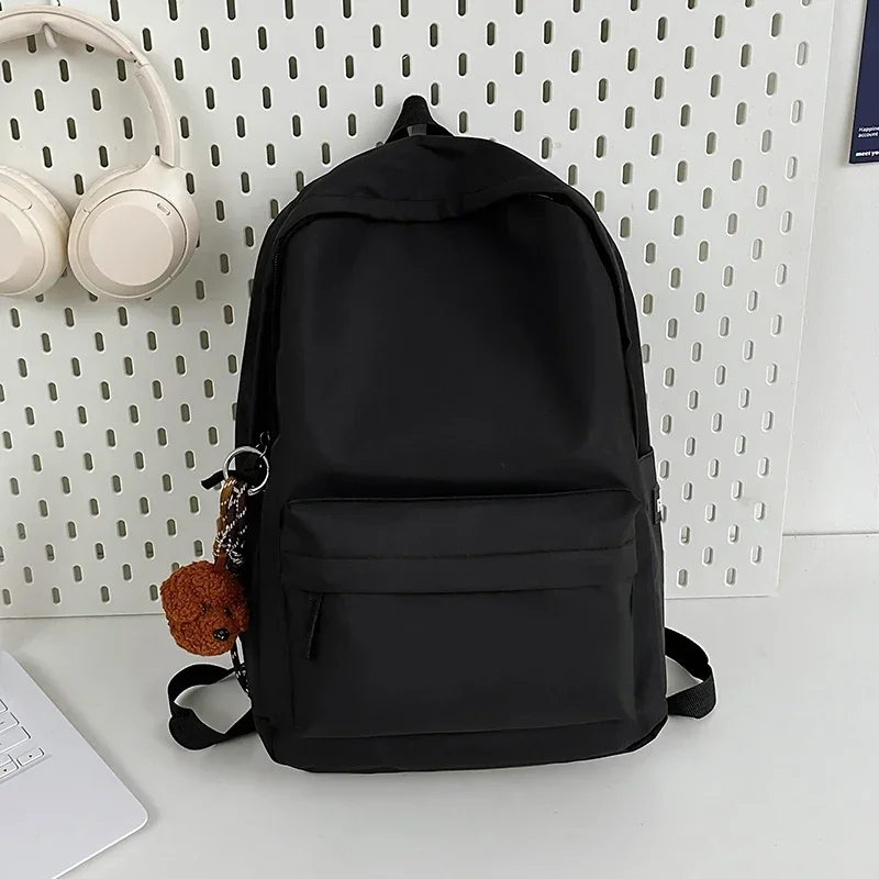 2024 Hot Selling Solid Color Nylon Backpack Large Capacity Zipper Soft Handle Casual Backpack Outer Frame Soft Versatile Handbag